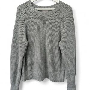 J Crew Grey Knit Sweater Womens Medium 100 Percent Cotton Pullover